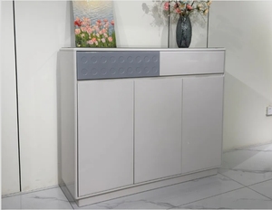 Modern Freestanding <b>Shoe</b> <b>Rack</b> Cabinet Gray White Entryway <b>Storage</b> Console Ventilated Door Home Furniture - Product Image 1