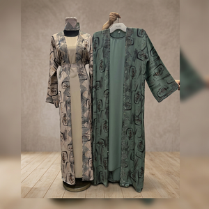 Wholesale Handmade Classic Vintage Women Beaded Abaya V Neck Long Sleeve Loose Fit Full Length Modest Wear Skin Friendly Fabric - Product Image 2