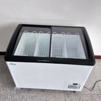 Congélateur commercial pour crème glacée, congélateur pour glaces, gelato, crème glacée, vitrine de congélation, dessus en verre incurvé simple