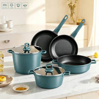 Ustensiles de cuisine classiques en aluminium moulé, couvercles en verre trempé, revêtement antiadhésif, poêle à frire, casserole, faitout pour la cuisson, durables et écologiques