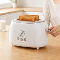 Grille-pain automatique à deux tranches avec cadran mécanique, gain de place, cuisson rapide, idéal pour les cuisines domestiques