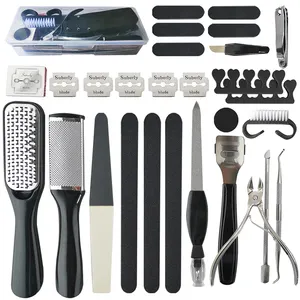 Kit de pédicure professionnel 27 en 1 ensemble d'outils de pédicure en acier inoxydable râpe à pied dissolvant de peau morte pour la maison et les soins de salon