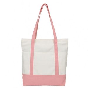 Sac fourre-tout élégant en toile avec poche extérieure, fermeture éclair supérieure, pour les essentiels quotidiens, réutilisable - Product Image 6