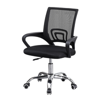 Chaise de bureau ergonomique en maille à dossier mi-haut avec soutien lombaire, chaise de visiteur ou de travail avec accoudoirs, noire, pour conférences et réunions