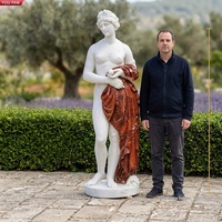 YOUFINE Sculpture de jardin européenne en marbre, taille réelle, personnalisée, sculptée à la main dans la pierre naturelle, Vénus et Pomme d'Or, vente directe