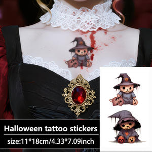 Halloween <span class=keywords><strong>tatuaggi</strong></span> temporanei adesivi per braccio di Halloween orsacchiotto inquietante mago pipistrello simpatico cartone animato tatuaggio impermeabile per la gamba del braccio - Product Image 6