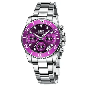 Nuovo orologio da donna BIDEN 0163L calendario in acciaio inossidabile a tre puntatori orologio al quarzo con ciondolo a specchio per donna - Product Image 1