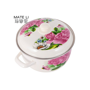 Batterie de cuisine universelle de grande capacité directe d'usine épaissie avec <span class=keywords><strong>pot</strong></span> à soupe <span class=keywords><strong>en</strong></span> émail floral - Product Image 4