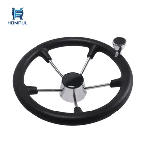 Homful thép không gỉ chỉ đạo Wheel Marine thuyền chỉ đạo Wheel với PU bọt và Knob Bìa