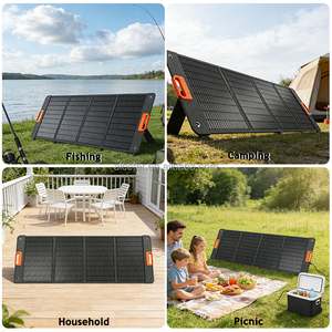 <b>Foldable</b> <b>Solar</b> <b>Panel</b> 200W Monocrystalline ETFE Black IP65 Outdoor Power Supply for RV Emergency Use - Product Image 5