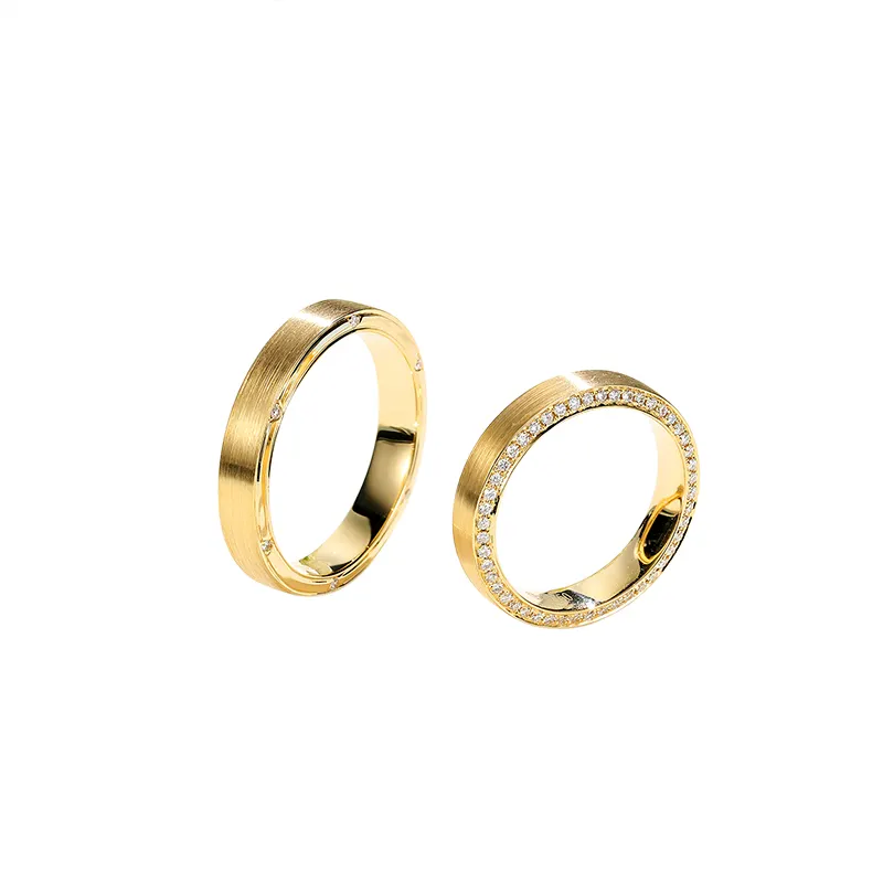 Kuololit Diamant Moissanite Band 10K 14K 18K Yellow Gold Wedding Engagement Ring Koppel Set Voor Bridal Wedding fijne Sieraden