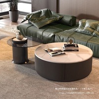 Table basse moderne ronde en pierre frittée pour salon et maison
