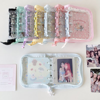 Album de cartes A8 à fermeture éclair motif chiot de dessin animé, classeur transparent scintillant pour photocartes de 3 pouces, étui de rangement et de collection Purikura pour les fans de K-Pop