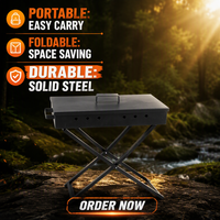 Grille de barbecue pliante en X épaissie pour l'extérieur avec souffleur, portable pour usage domestique et jardin, hauteur 67 cm