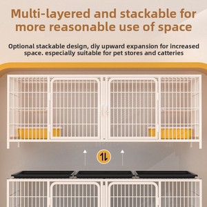 Gabbia per Gatti a 3 Livelli con Ruote, Recinto Impilabile per Cani, Gabbia Multi-Livello per Negozi di <span class=keywords><strong>Animali</strong></span>, per Gatti e Cani di Piccola Taglia - Product Image 3