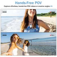 Caméra d'action 4K Mini POV Caméra corporelle portable Enregistreur vidéo portable étanche Écran tactile 1.6 pouces Pouce Sport DV Caméra pour animaux de compagnie