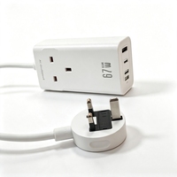 Adaptador de Corriente USB GaN de 67W con Enchufe UK, Adaptador de Corriente CA/CC, Adaptador de Viaje, Cargador Rápido para Teléfono, Adaptador de Alimentación para Portátil