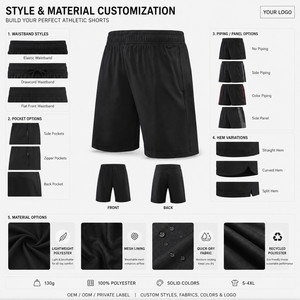 Pantaloncini Sportivi da Uomo in Poliestere con Logo Personalizzato, Asciugatura Rapida, per <span class=keywords><strong>Palestra</strong></span> e Corsa, con Elastico in Vita, Produttore OEM - Product Image 5