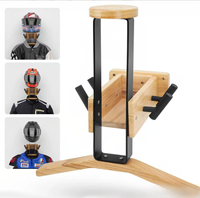 Support mural pour casque de moto, en bois et métal, avec cintre pour veste et organisateur de rangement pour équipement