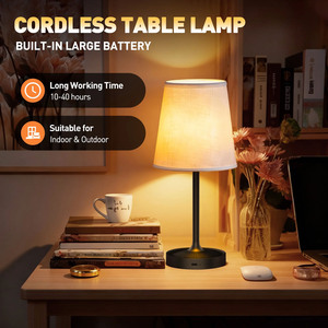 Cordless Rechargeable <b>Bedside</b> Table Lamp,Dimmable Desk Lamp with USB Charging Port & Fabric Shade for Bedroom Living Room - Product Image 5