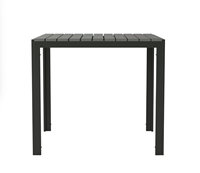 Table de salle à manger carrée noire moderne de qualité commerciale pour l'intérieur et l'extérieur, pour 4 personnes, avec plateau en plastique à lattes, résistante aux UV et imperméable