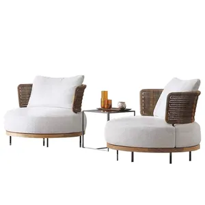 outdoor modern furniture set lounge round chair leisure garden sets teak wood sofa