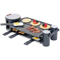 Grill de table raclette électrique détachable antiadhésif avec contrôle de température pour 8 personnes, ouverture à 180 degrés, usage domestique