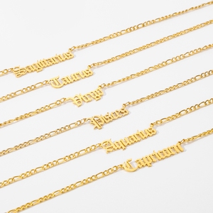 Hongtong acier inoxydable et plaqué or 18 carats nom du <span class=keywords><strong>zodiaque</strong></span> NK Figaro chaîne colliers à la mode signe du <span class=keywords><strong>zodiaque</strong></span> pendentif pour unisexe pour les femmes - Product Image 6