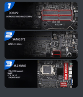 Placa base H510 LGA1200 ITX, DDR4, SATA3.0, USB3.0, VGA, HD, Ethernet, Lan, Mini PC