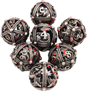 Juego de dados de Metal de dragón redondo colorido de 7 piezas, juego de dados huecos de varios lados adecuado para juegos de mesa RPG de rol y juegos de cartas - Product Image 1