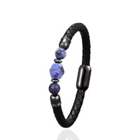 Bracelet en cuir et pierre naturelle de luxe, fait main, avec fermoir magnétique en acier inoxydable, bijoux de mode pour hommes et femmes, accessoires cadeaux