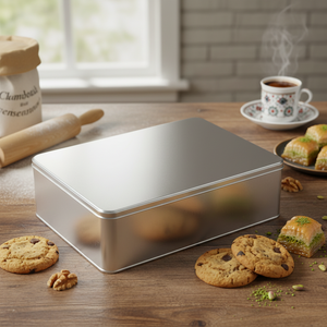 Kontensan L331 Square Tin Can 1 Lt <b>Cookie</b> Baklava <b>Box</b> Turkey 190x135mm X H47mm - Product Image 3