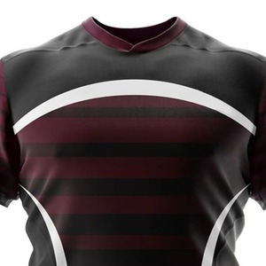 ชุดยูนิฟอร์มรักบี้สีดำแดงเลือดหมูสำหรับผู้ชาย แขนสั้น พิมพ์ลายแบบ Sublimation ชุดกีฬาสำหรับทุกฤดูกาล มีจำหน่าย - Product Image 6