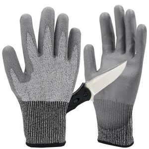 ANSI A5 A7 Cut Resistant PU Coated CE Certified Construction Gloves Cut Level 5 Gloves