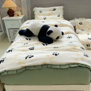 Ensemble de 3 housses de <span class=keywords><strong>couette</strong></span> en mousseline de coton biologique imprimé panda mignon pour bébé, doux pour la peau sensible. - Product Image 6