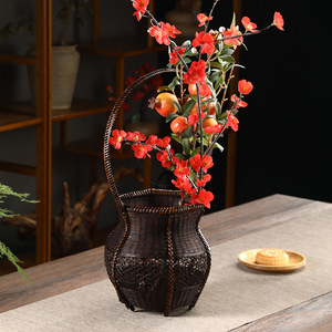 Handmade bamboo woven flower vase, Japanese style, suitable for living room, entryway, <b>coffee</b> <b>table</b>, Zen-inspired tea ceremony - Product Image 2