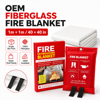 Couverture anti-feu de cuisine en fibre de verre Suihua 1x1m avec boîte colorée 40x40 pouces, couverture de sécurité d'urgence ignifuge, vente en gros