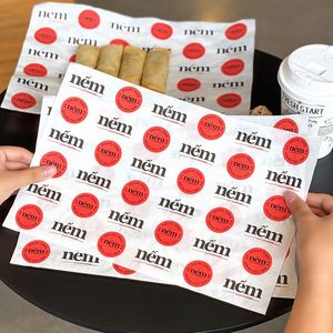 Custom Printed Logo Disposable Eco-Friendly Recyclable Tray Liner Food Grade PE Coated Grease Proof for <b>Spring</b> <b>Rolls</b> - Product Image 3