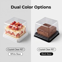 Boîtes à gâteaux transparentes en plastique pour desserts, contenants transparents en PET pour gâteaux, boîte à gâteaux en PET pour café et boulangerie, personnalisables