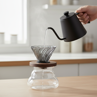 Coupe à café en verre borosilicaté haute qualité, avec système de filtration, design épuré, idéal pour la maison.