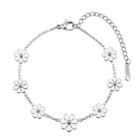 Gelang Bunga Daisy Cantik untuk Wanita, Rantai Liontin Daisy Baja Anti Karat Emas Berkilau, Tahan Noda, Minimalis, Modis