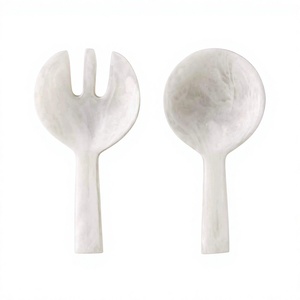 Ensemble de cuillères à salade en bois fini blanc, fabriquées à la main, ustensiles de service de table, décoration intérieure, cadeau, export direct, fabricant, vente en gros - Product Image 1