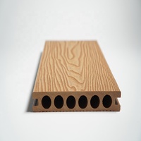 Plancher de terrasse extérieur en composite WPC à grain de bois creux 3D gaufré, aspect teck