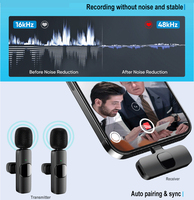 APEXEL Microphone sans fil professionnel 1 Drag 2 Mic pour iPhone Vlog, microphones cravate pour téléphone portable double