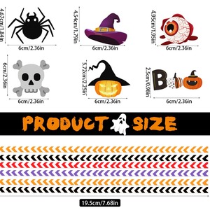 Cannucce di Carta Usa e Getta per Decorazioni di Halloween, Ragni, Zucche, Bastoncini a Strisce, Pezzi Decorativi Sagomati, per Feste - Product Image 4