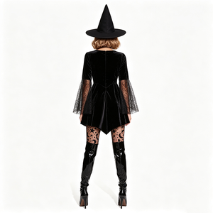 <span class=keywords><strong>Disfraz</strong></span> <span class=keywords><strong>de</strong></span> Payaso <span class=keywords><strong>de</strong></span> Terciopelo Negro para Mujer, <span class=keywords><strong>Disfraz</strong></span> Sexy <span class=keywords><strong>de</strong></span> Halloween con Sombrero <span class=keywords><strong>de</strong></span> <span class=keywords><strong>Bruja</strong></span>, Estilo Años 70, TV y Cine - Product Image 3