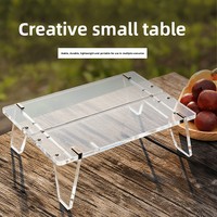 Table pliante rectangulaire en acrylique transparent, portable, pour l'extérieur, vente en gros, pour le camping, le dortoir, le café, l'ordinateur