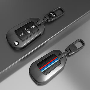 Housse de clé pour <span class=keywords><strong>Peugeot</strong></span> 208 <span class=keywords><strong>2008</strong></span> 301 308 3008 RCZ 508 408 <span class=keywords><strong>2008</strong></span> 307, étui pour Citroën C3 C4 Berlingo, accessoires avec porte-clés - Product Image 1