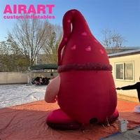 Festival de Noël de grande taille décorant le père noël rouge gonflable, ballon gonflable de coeur de père noël