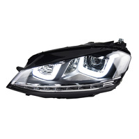 Feux de jour à LED double lentille en U avec clignotants séquentiels pour mise à niveau de l'ensemble de phares Volkswagen Golf 7 2013-2017